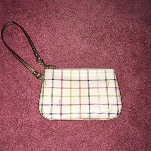 Rainbow and White Coach Patterned Wristlet
